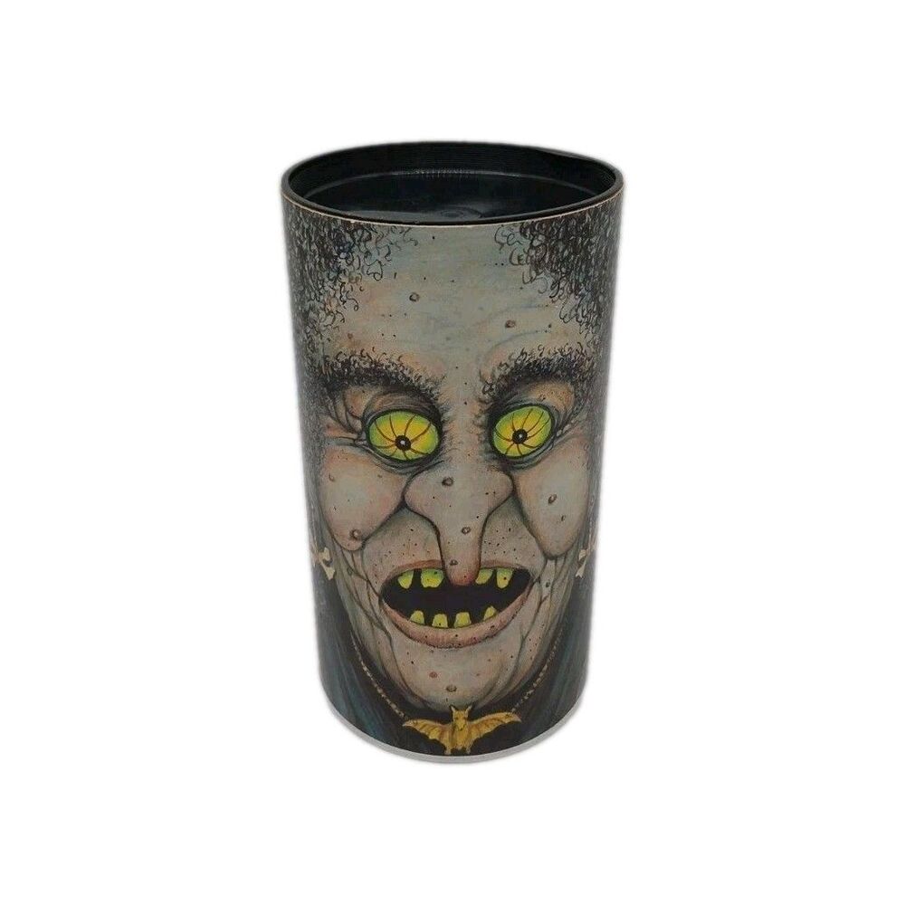 Vtg Halloween Cookie Canister Market Square Food Co Witchhog Witch Toad Bat 1993